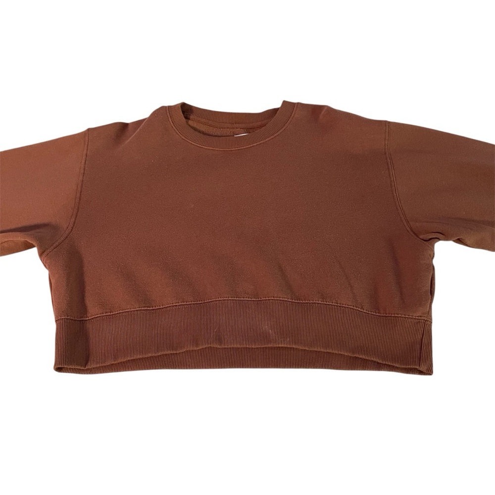 Oversized Brown Cropped Sweatshirt